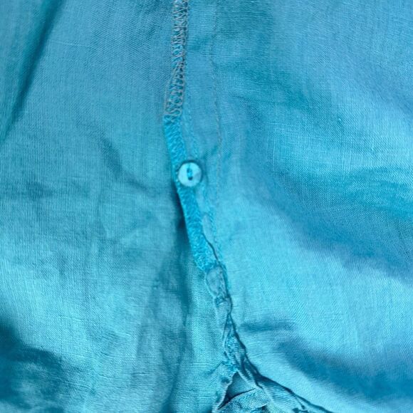 Eileen Fisher Large Turquoise Blue Irish Linen Popover Tunic - Picture 6 of 6